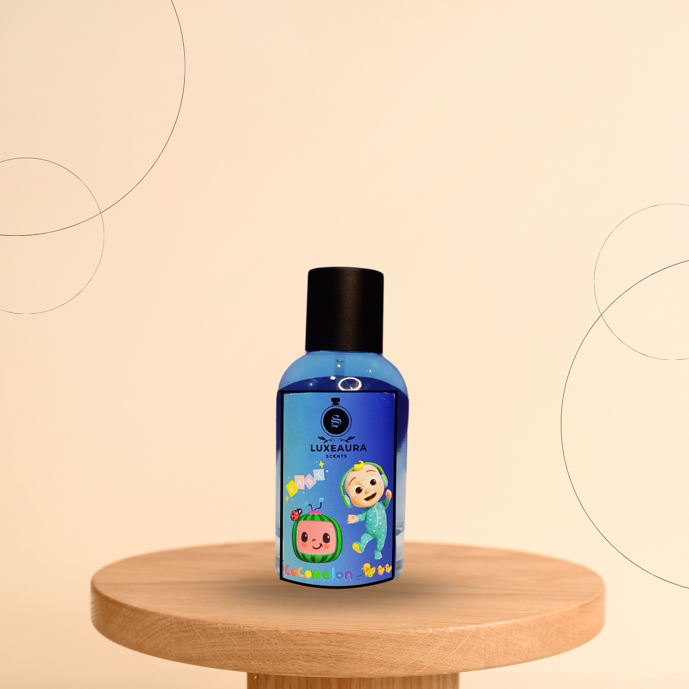 "Cocomelon Blue baby perfume for boys, featuring a fresh citrus, soft musk, and powdery scent in a baby-safe, alcohol-free formula."